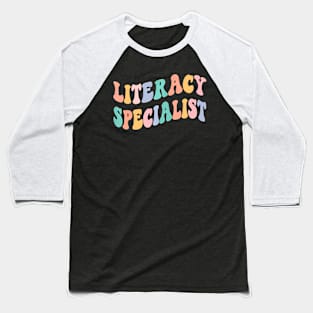 Back to School Teacher, Groovy Retro Literacy Baseball T-Shirt